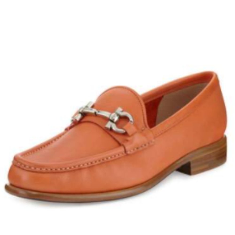 SALVATORE FERRAGAMO-Mason 3 Leather Gancini Loafer, Punch, Punch (orange)